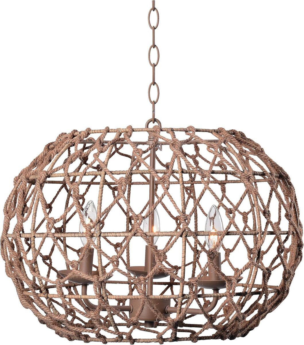 Kenroy Home 92072TN Rope Torus 3 Light Pendant -14.5" x 20"