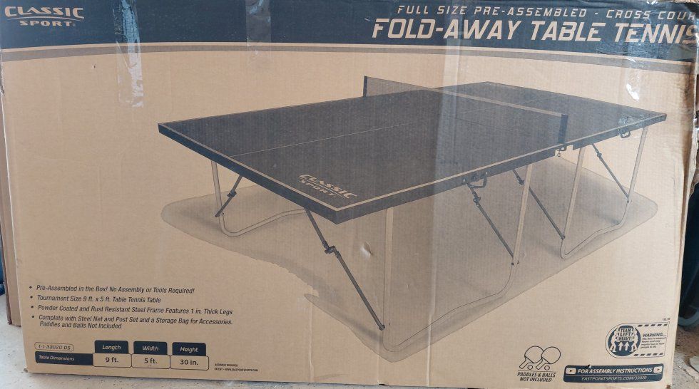 Classic Sport Fold-Away Indoor Table Tennis Table - Full Size 9ft x 5ft