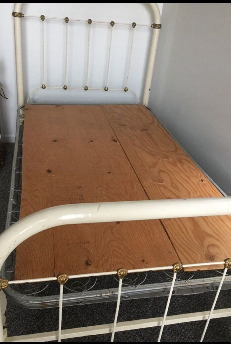 Antique Cast Iron Twin Bed with Springs 1930s
