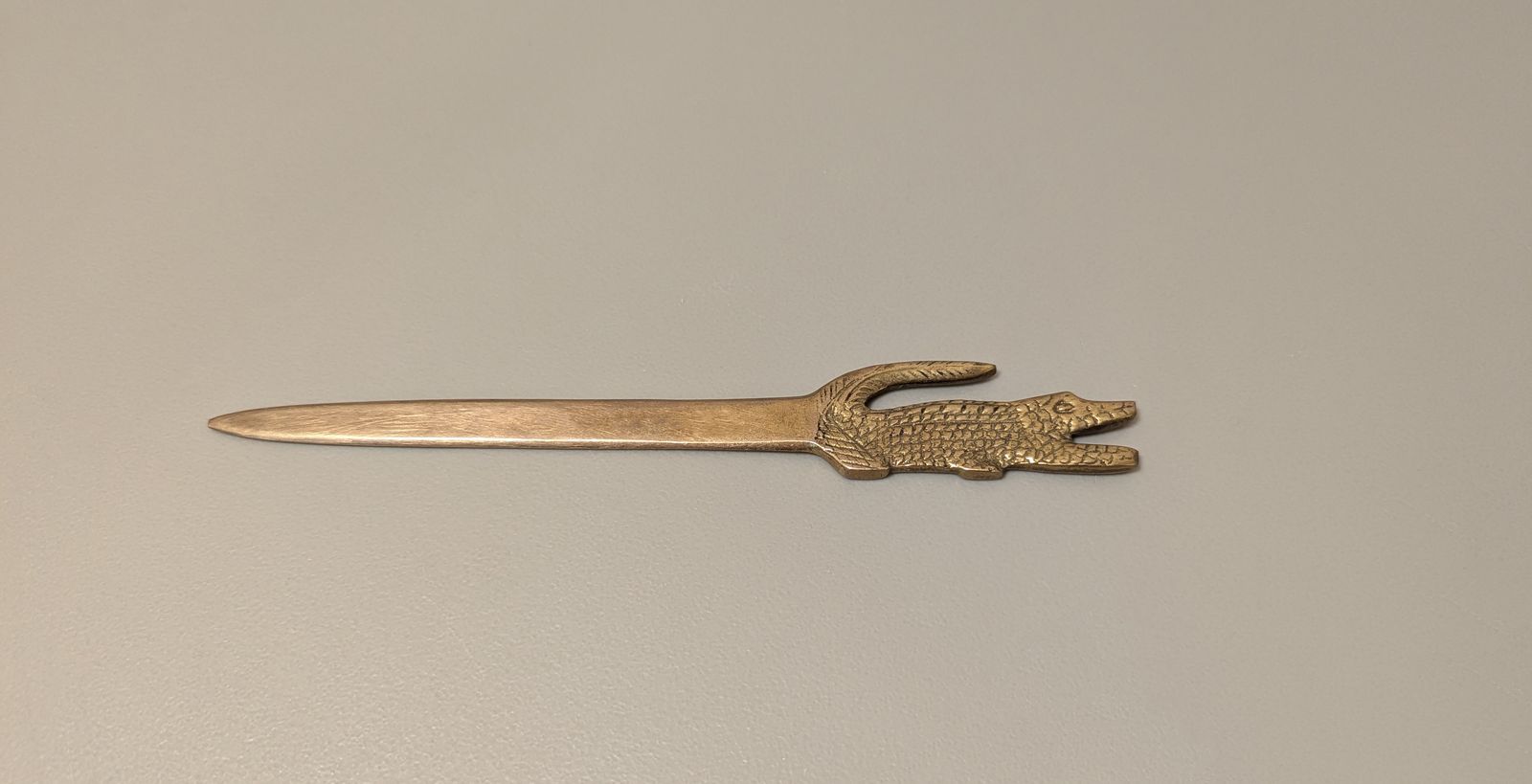 vintage lacoste alligator brass letter opener  (1960)
