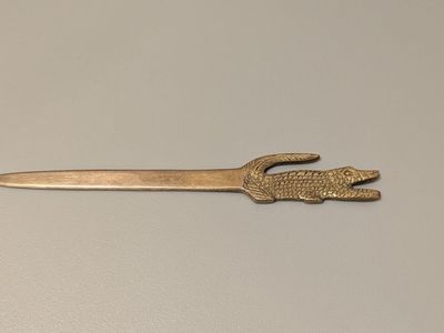 vintage lacoste alligator brass letter opener (1960)