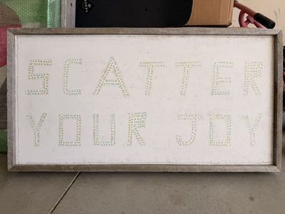 Sugarboo Rustic Wood Framed Wall Art Decor "SCATTER YOUR JOY" Sign