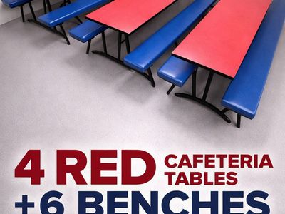 4 Cafeteria Tables + 6 Benches – Must Take All