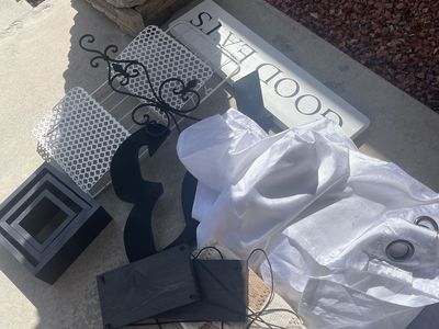 Assorted Home Decor Items Bundle including Curtains, Signs, Shelves