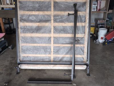 Metal Bed Frame with Casters Wheels and Slotted Box Spring Set
