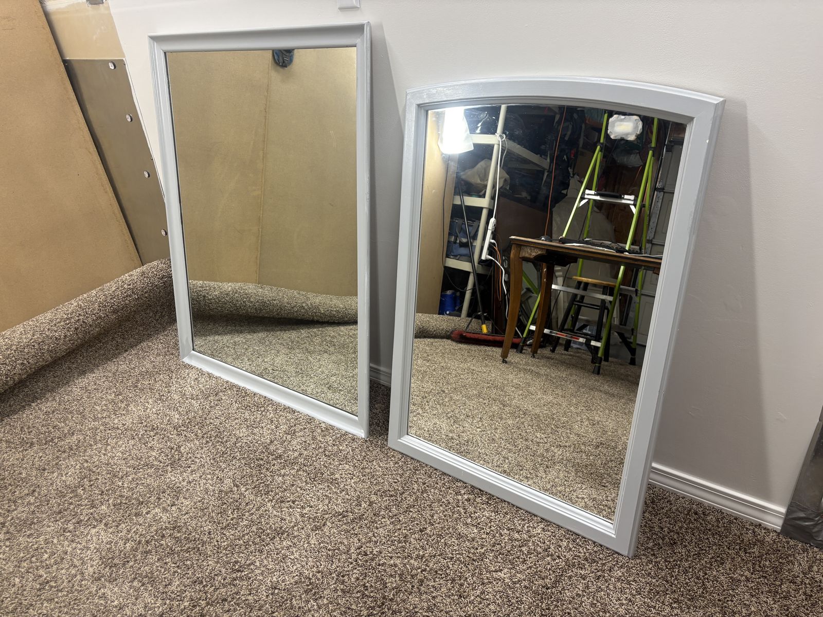 FREE DELIVERY - Two Heavy Solid Wood Mirrors - Large Full-Length Light Blue