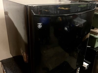 GE Appliances Black Single Door Mini Fridge w/ Heavy-Duty Stand