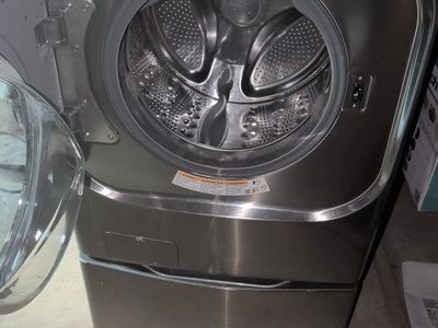 LG Front Load Steam Washing Machine with Storage Pedestal - Stainless Steel
