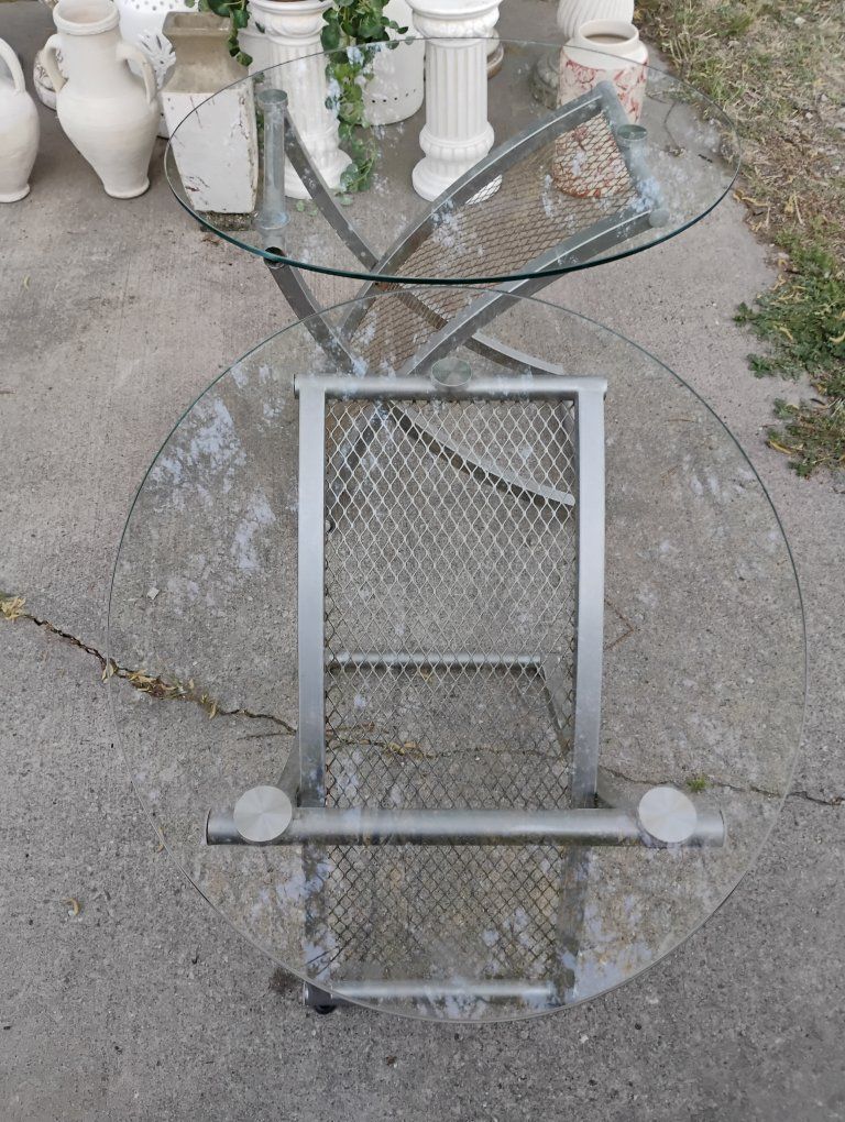 Glass And Metal Side Tables Indoor/Outdoor