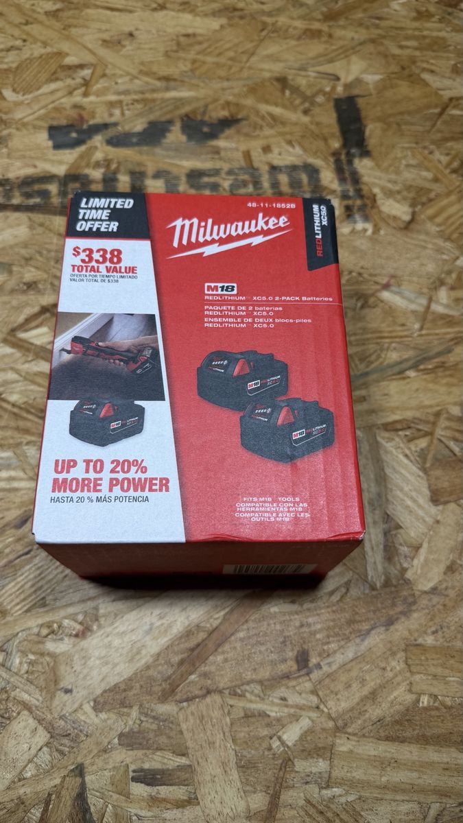 Milwaukee M18 REDLITHIUM XC5.0 2-Pack Batteries - Up to 20% More Power, Fits M18 Tools