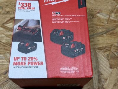 Milwaukee M18 REDLITHIUM XC5.0 2-Pack Batteries - Up to 20% More Power, Fits M18 Tools