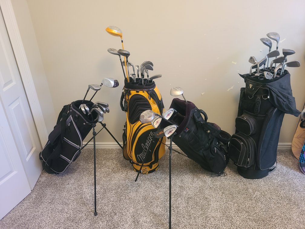 Tall RH men's golf sets, can add tees and balls