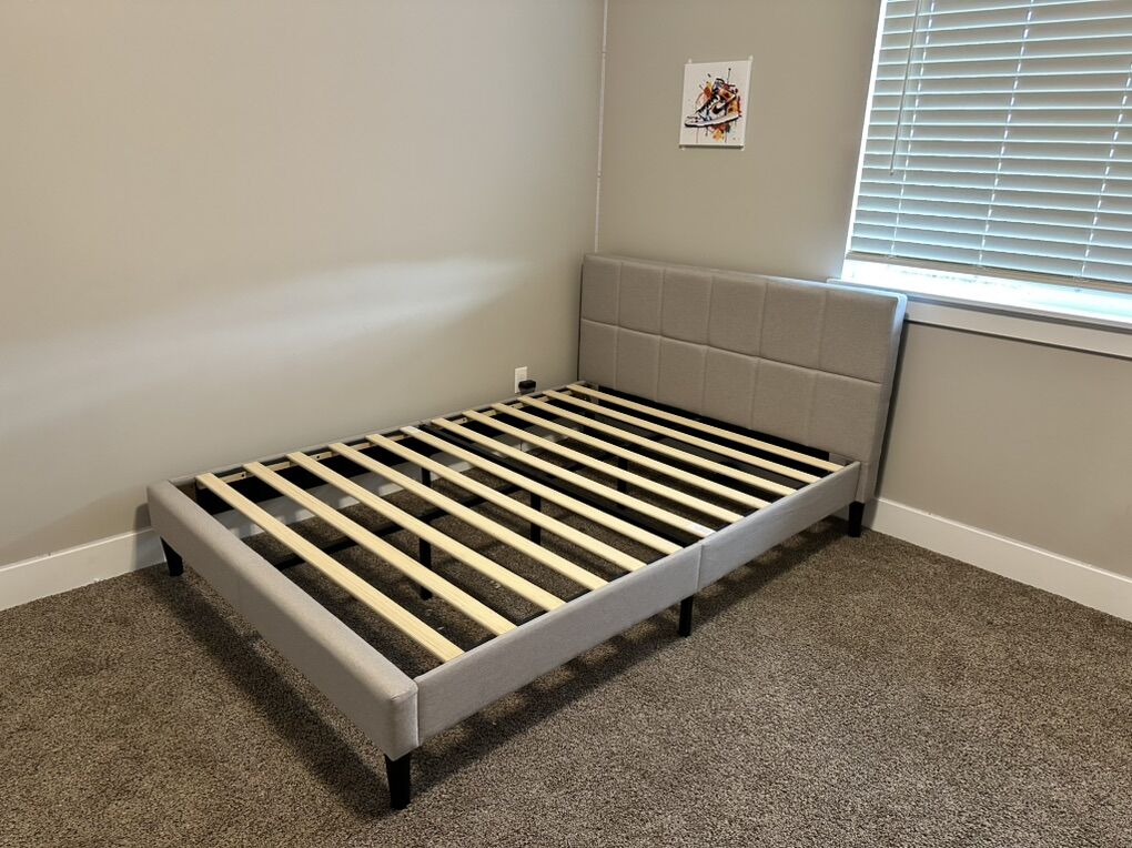 Full Upholstered Platform Bed - Beige
