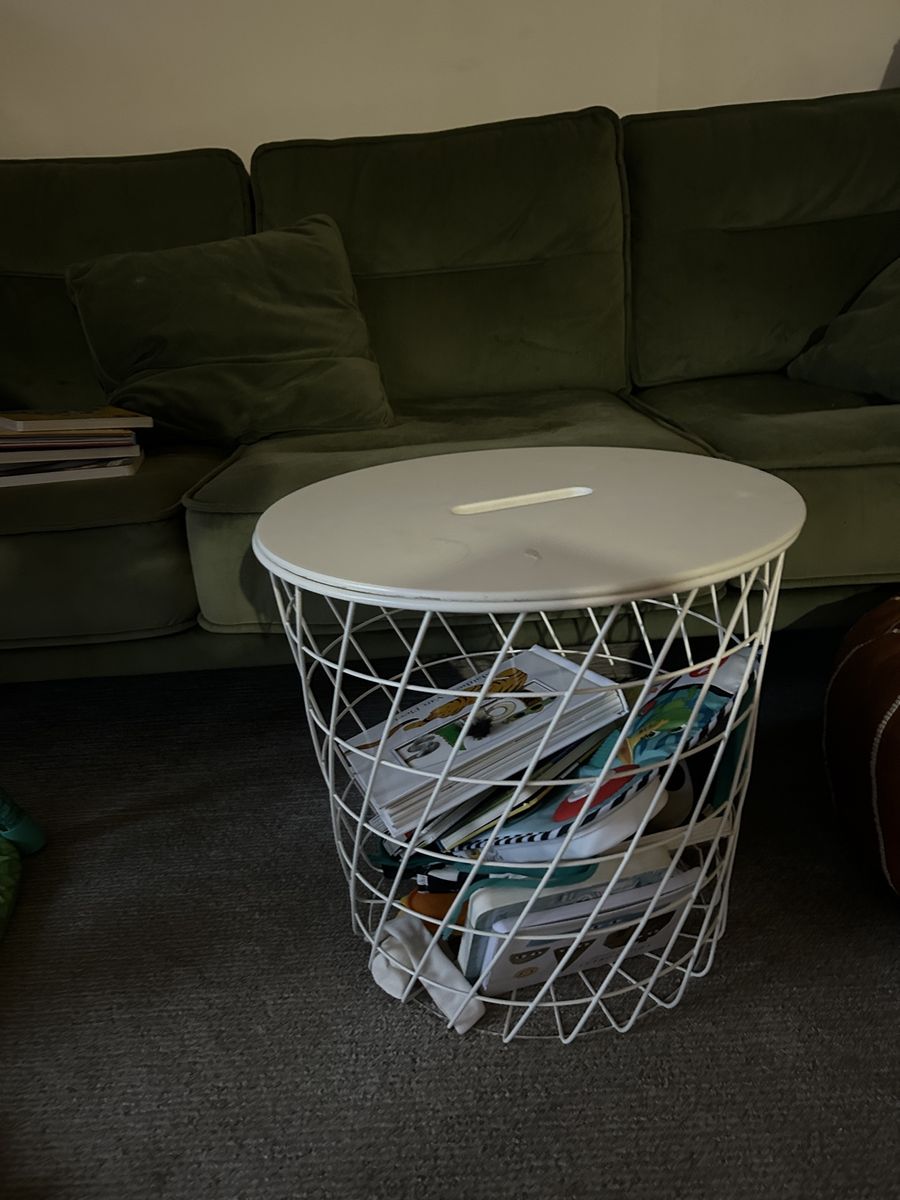 IKEA PS 2012 White Wire Basket Storage Table - Modern & Versatile Side Table