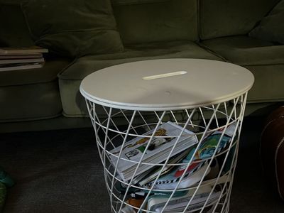 IKEA PS 2012 White Wire Basket Storage Table - Modern & Versatile Side Table