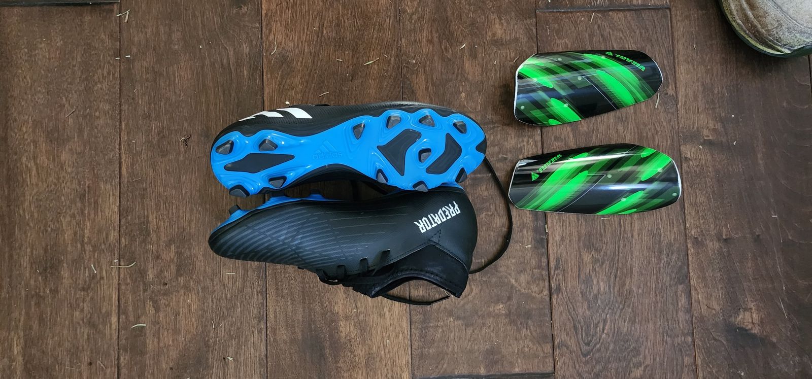 Adidas Predator Cleats and shin guards