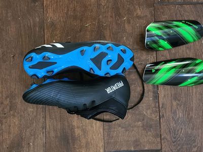 Adidas Predator Cleats and shin guards