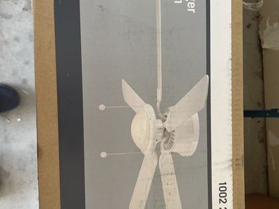 52-inch Hugger Ceiling Fan with LED Light, White Finish, Reversible White/Bleached Oak Blades