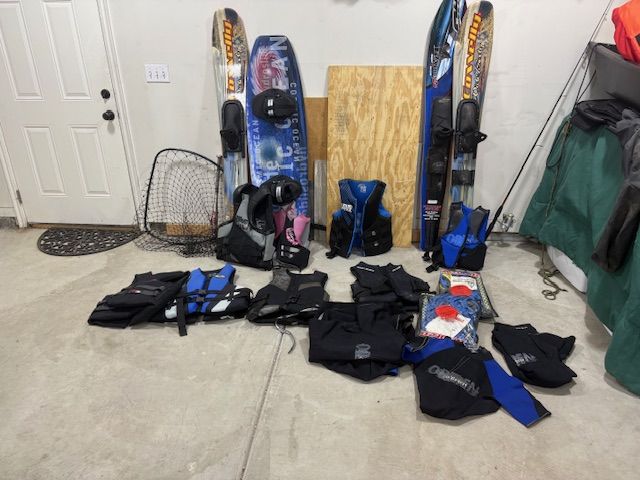 Life vests, tubes, skis, knee boards, more