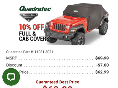 Jeep Wrangler 2 Door Rain Cover