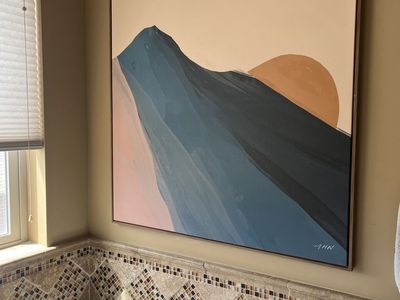 Large Framed Abstract Mountain Landscape Wall Art Print