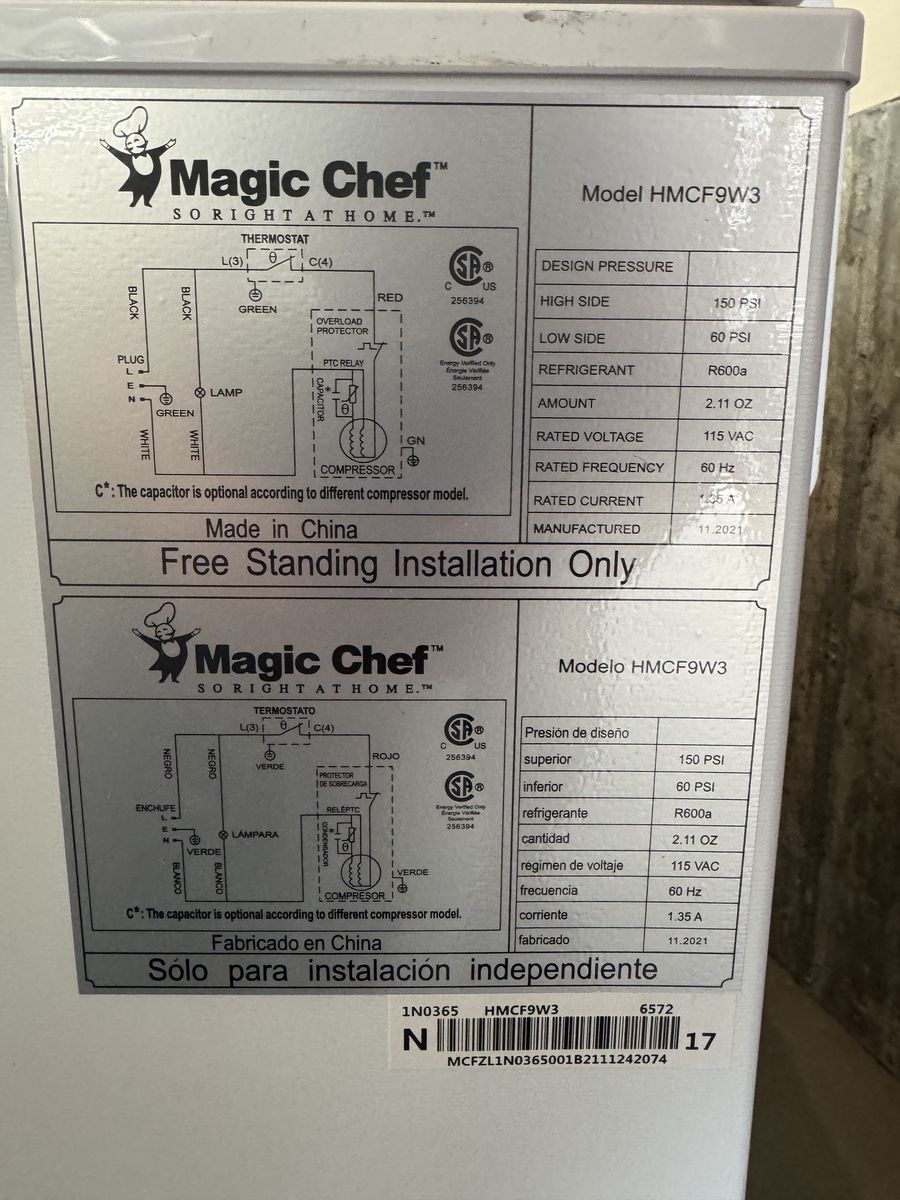 Magic Chef Freezer
