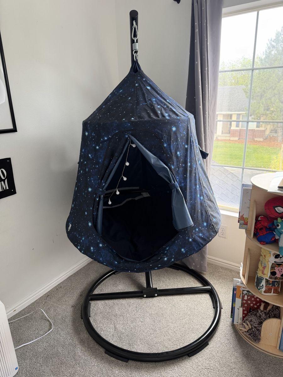 Kids Galaxy Print Hanging Tent Swing with Stand