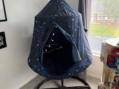 Kids Galaxy Print Hanging Tent Swing with Stand