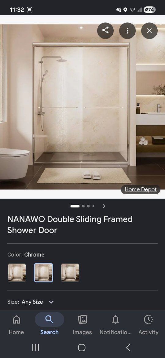 Brushed Silver Sliding Shower Doors 
Qty-1 60" x 70"