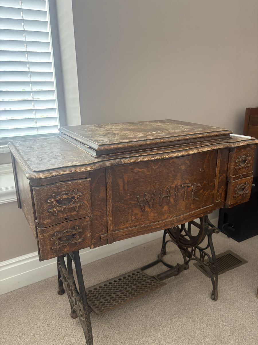 Antique White Sewing Machine