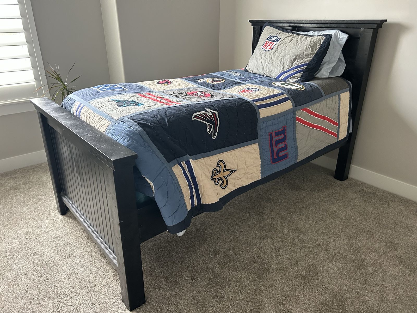 Black Twin Size Bed Frame - Headboard & Footboard Included, Box Springs and Mattress included