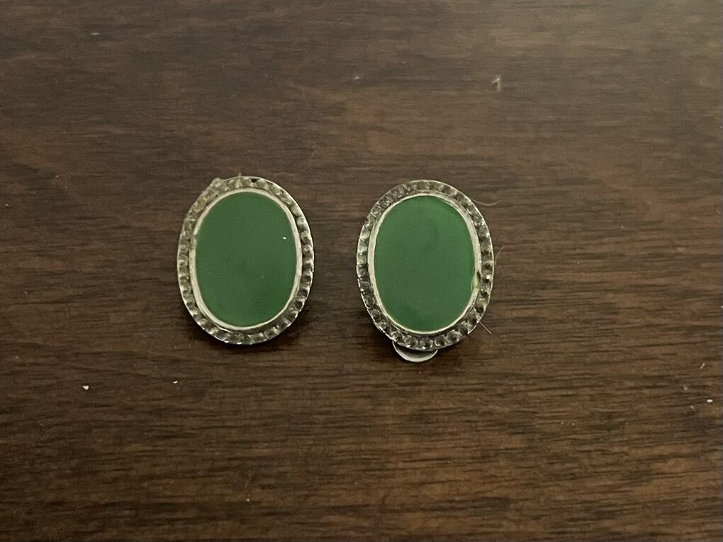 Vintage Green Clip On Earrings From The 1970s