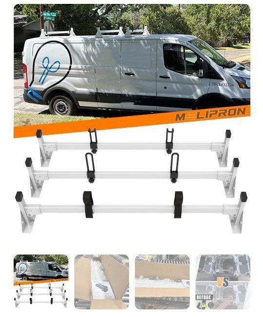 New MELIPRON Cargo Van Roof Ladder Rack System for 2015-present Ford Transit - Heavy Duty, Aluminum