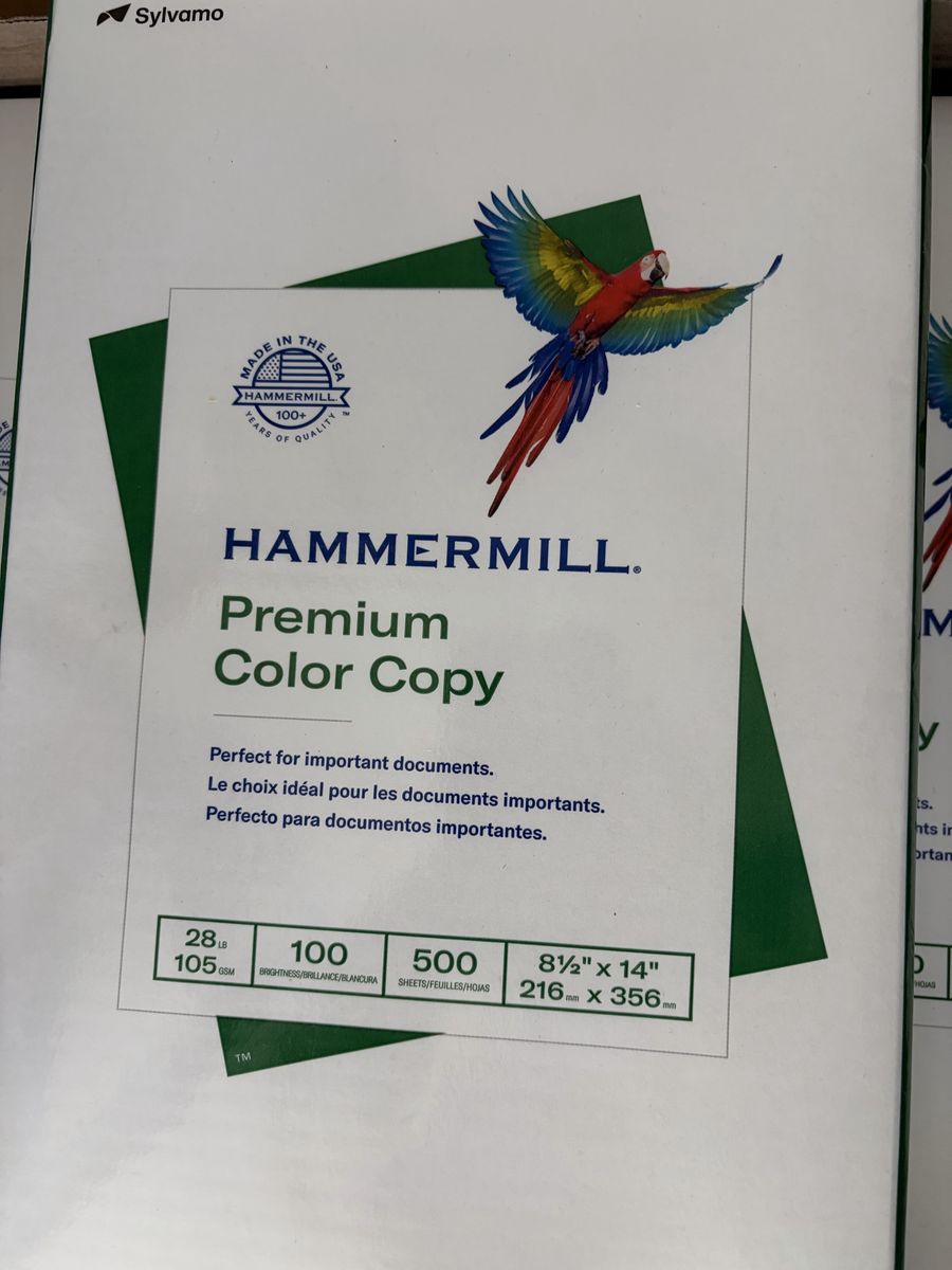 HAMMERMILL Premium Color Copy Paper, 8.5" x 14", 500 Sheets, 28 lb, 100 Brightness (7 Reams)