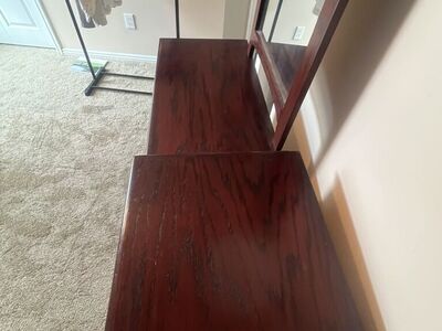 Oak Stained Mahogany Dresser W/ Sleigh DoubleBed