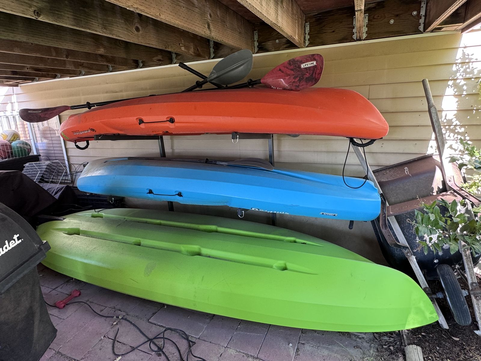 Three Lifetime Kayaks -2 single person and 1 double
