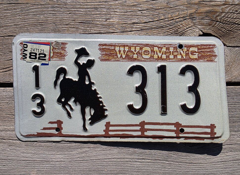 1982 Wyoming License Plate 13 - 313 Converse Cnty