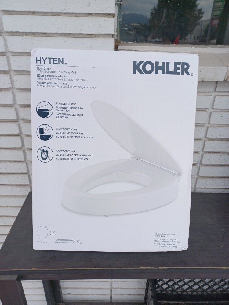 Kohler Hyten 3" Tall Elongated Slow-Close Toilet Seat in White - Won't Slam shut