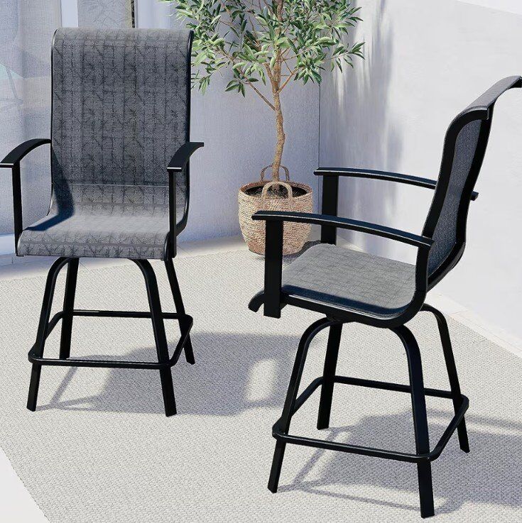 NEW Set of 2 Outdoor Patio Swivel Bar Stools