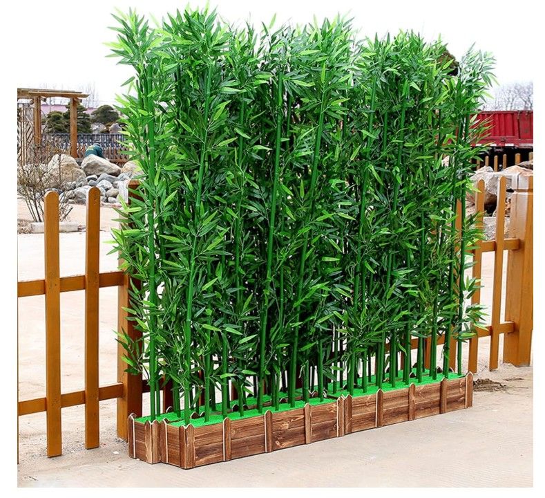 Brand New - Artificial Bamboo Privacy Fence / Divider with Planter Box and plush pandas
