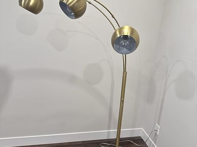 Modern Brass 3-Light Arched Floor Lamp with Marble Base