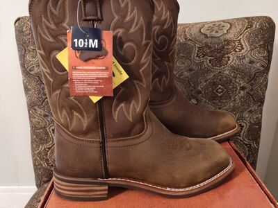 AdTec Men's 11" Western Square Toe Leather Boots