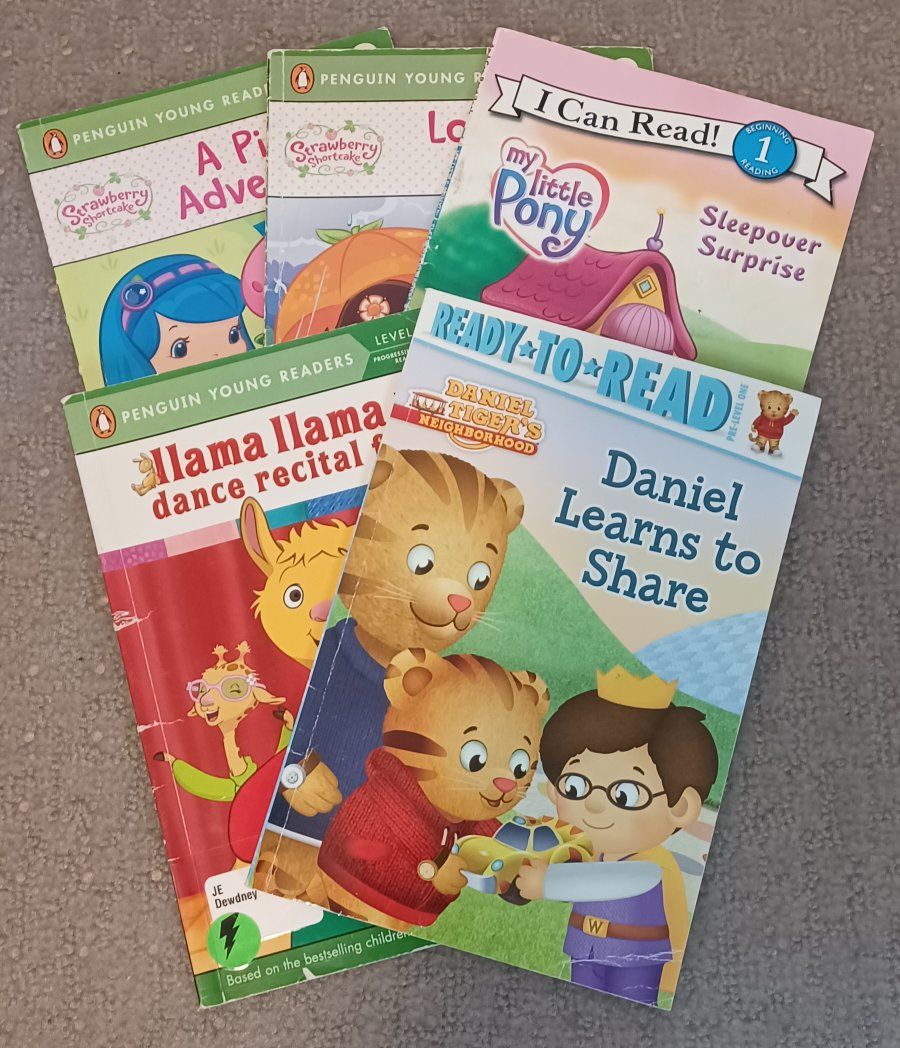Kids Beginner Reader Book Lot: My Little Pony, Llama Llama, Daniel Tiger, Strawberry Shortcake - 5 Books