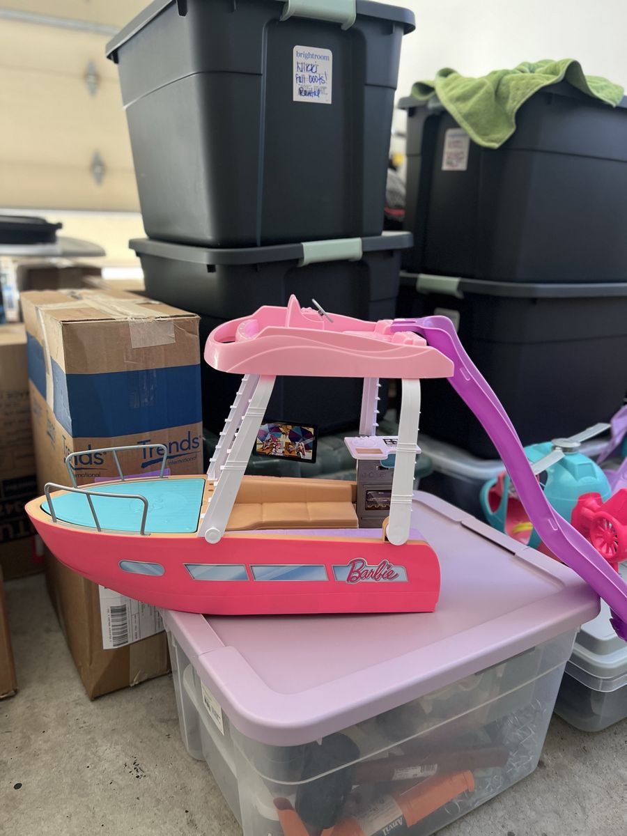 Barbie Pink Yacht Boat Toy Playset with Slide and Pool