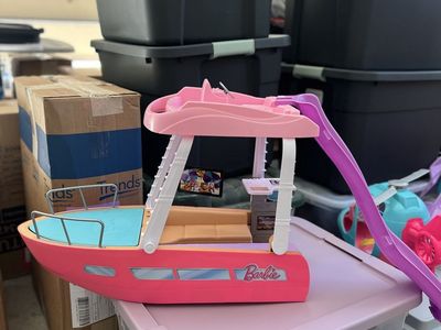 Barbie Pink Yacht Boat Toy Playset with Slide and Pool