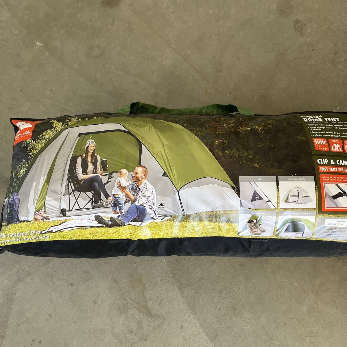 Clip & Camp 6-Person Dome Tent - Fast Setup, Seam-Taped Rainfly, Fits 2 Queen Air Mattresses