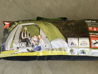 Clip & Camp 6-Person Dome Tent - Fast Setup, Seam-Taped Rainfly, Fits 2 Queen Air Mattresses