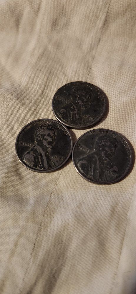 Vintage Lincoln Wheat Penny Lot of 3 - 1943 US One Cent Steelies cheap
