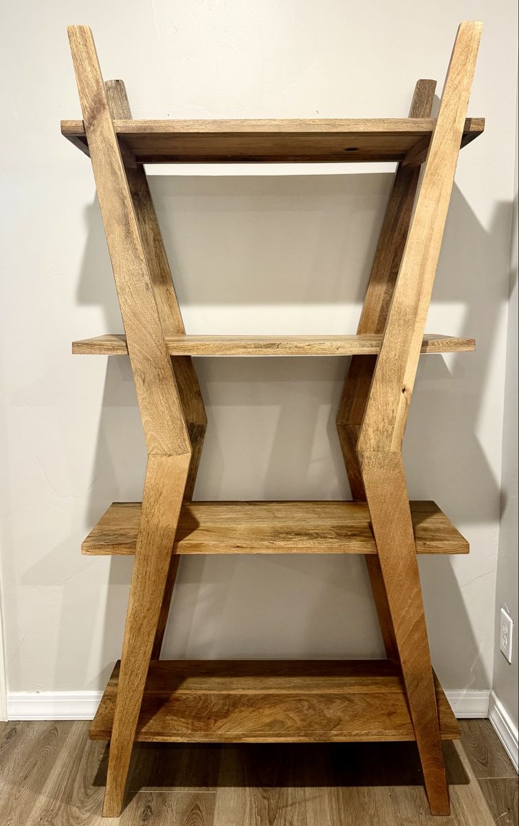 Large Solid Wood Ladder Bookshelf – 6 Ft Tall