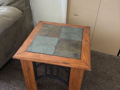 Coffee Table with Stonework Top and metal detailing